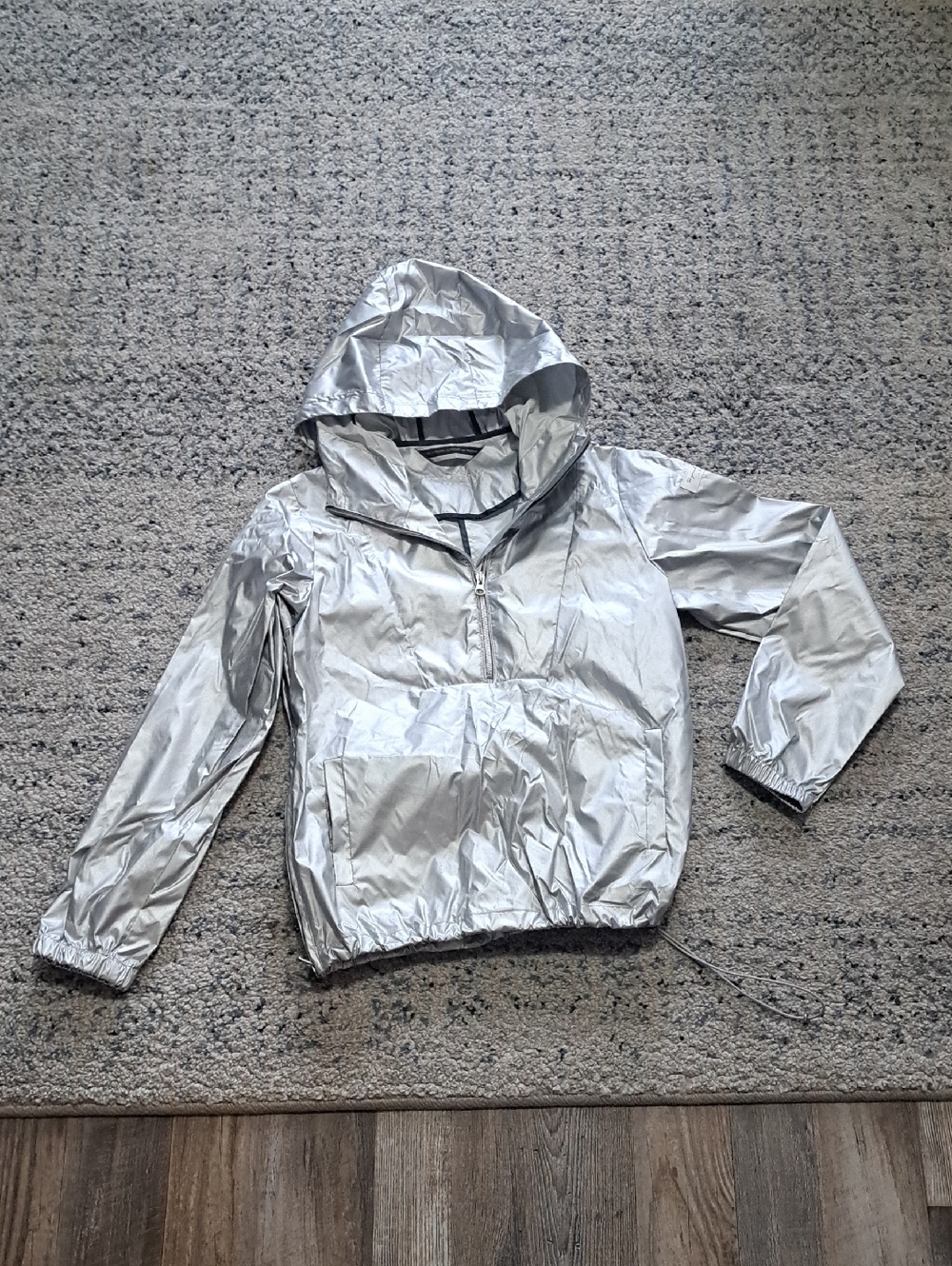 Silver Hooded Windbreaker Jacket - Women's Lightweight Anorak